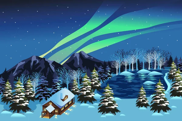 Schöne Winter Saison Natur Landschaft Hintergrund Illustration — Stockvektor