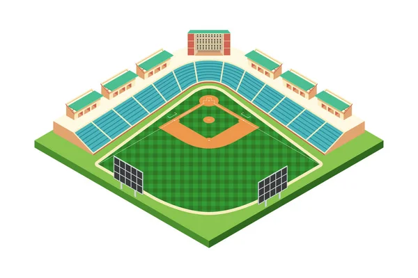 Illustrazione dello stadio di baseball isometrico — Vettoriale Stock