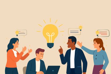 Birlikte çalışan iş insanları kavramının vektör illüstrasyonu