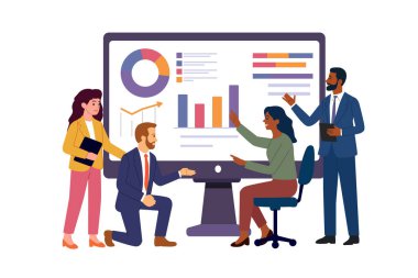 Büyük Ekrana Bakan İş Adamları Toplantısı 'nın vektör çizimi