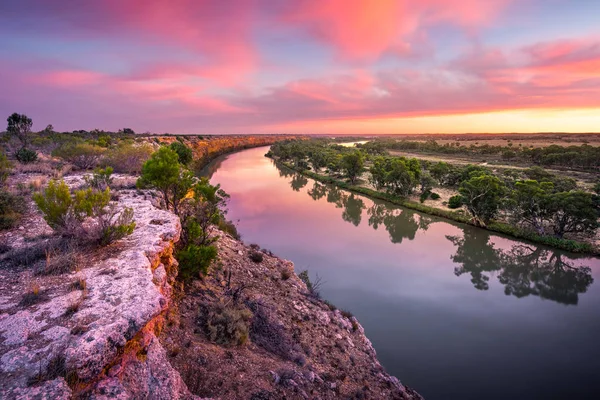 Fantastisk Solnedgång Murray River South Australia — Stockfoto