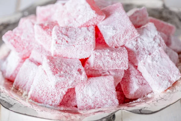 Turkish Delight Vitt Trä Bord — Stockfoto