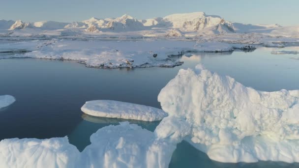 Antarktyda polar iceberg wybrzeża antenowe drone widok — Wideo stockowe