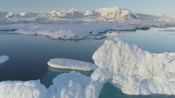 Antarktische polare Eisbergküste aus der Luft — Stockvideo