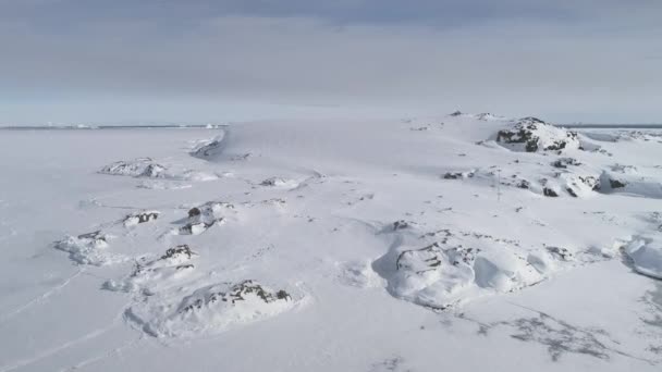 Vista aérea de montaña antártica cubierta de nieve — Vídeo de stock