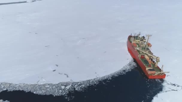 Antarctica icebreaker vessel break through ice — Stock Video