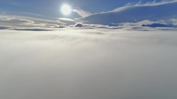 Antartika matahari terbenam cakrawala kabut permukaan pandangan udara — Stok Video