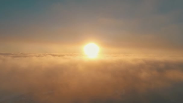 Antarctische zonsondergang Oceaan kust mist luchtfoto timelapse — Stockvideo