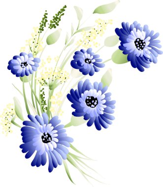 Kır çiçekleri yaprakları ile bir buket