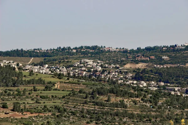Yeşil Dağların Fotoğraf Ile Yerleşim Yakınındaki Jerusalem Srail — Stok fotoğraf