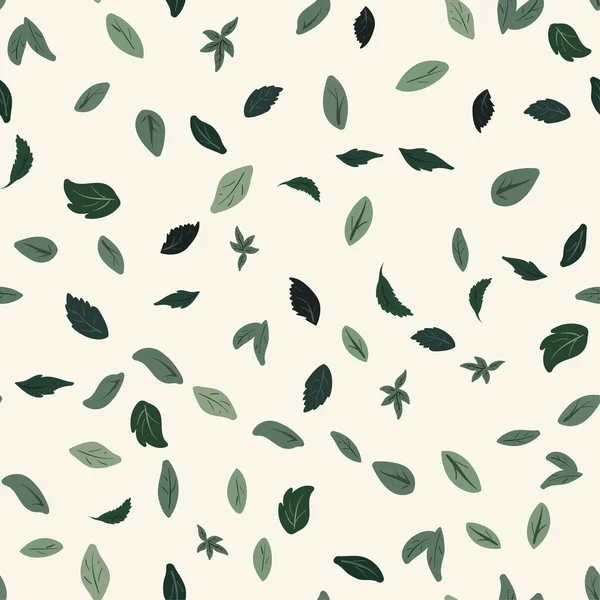 向量无缝的样式与小绿叶在轻的背景 — 图库矢量图片