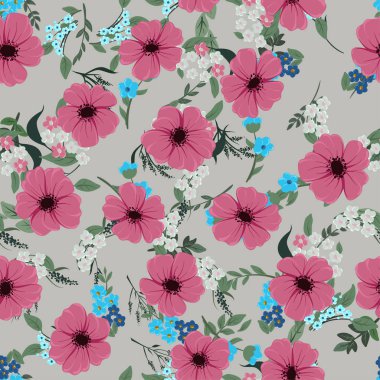 Hafif bir arka plan üzerinde farklı kır çiçekleri ile Seamless renkli modeli