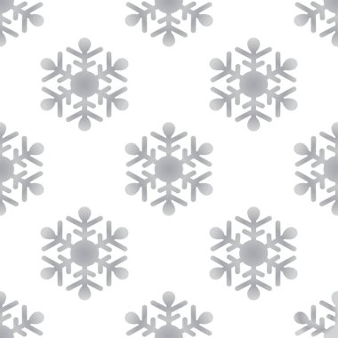 Dikişsiz desen gri kar taneleri ile beyaz bir arka plan