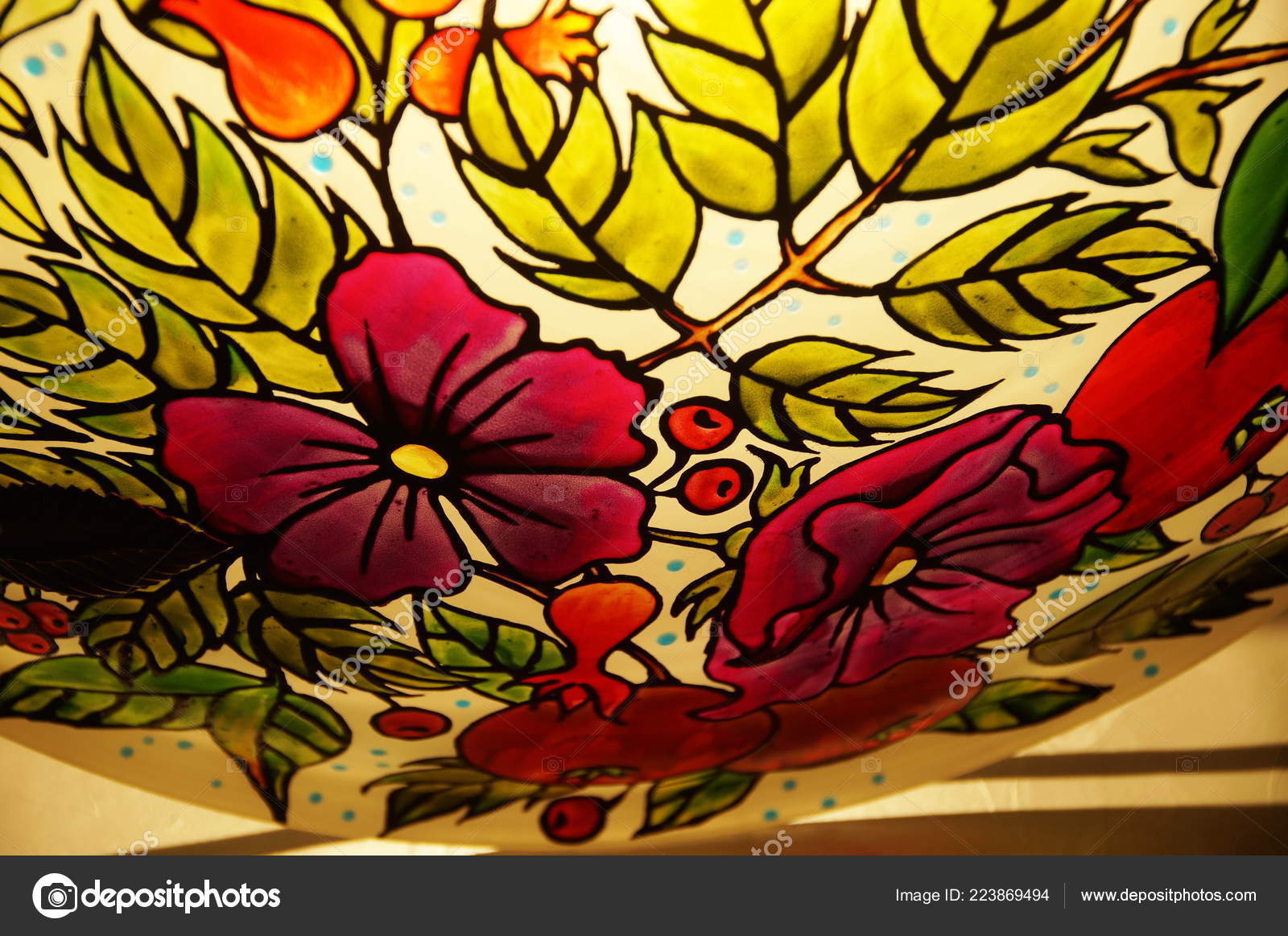 Patterns For Stained Glass Lamps Colorful Hand Painted