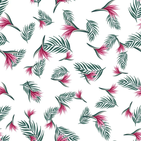Un patrón colorido sin costuras con plantas tropicales — Vector de stock