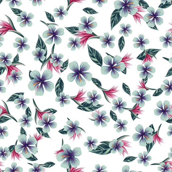 a seamless colorful pattern with tropical plants