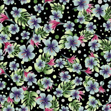 tropik bitkiler ile seamless renkli modeli