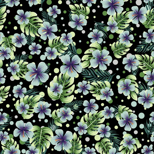 a seamless colorful pattern with tropical plants