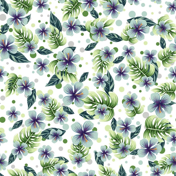 a seamless colorful pattern with tropical plants