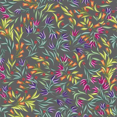 farklı yaban çiçekleri ile dikişsiz bir desen