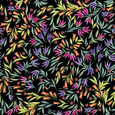 farklı yaban çiçekleri ile dikişsiz bir desen