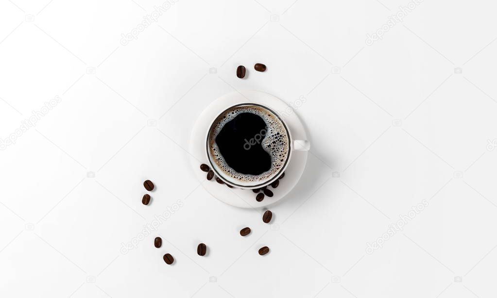 cup of coffee with coffee beans, 3d render