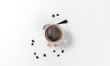 kahve çekirdekleri ile kahve fincan, 3d render