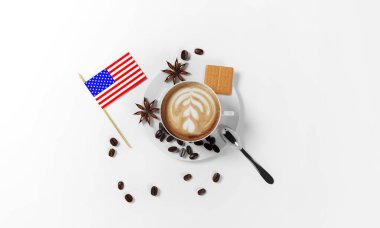 kahve çekirdekleri ile kahve fincan, 3d render