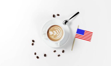kahve çekirdekleri ile kahve fincan, 3d render