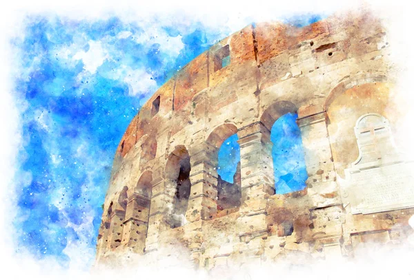 Delen av Colosseum, Rom, Italien, sommaren — Stockfoto
