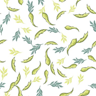 küçük farklı yeşil yaprakları ile dikişsiz desen