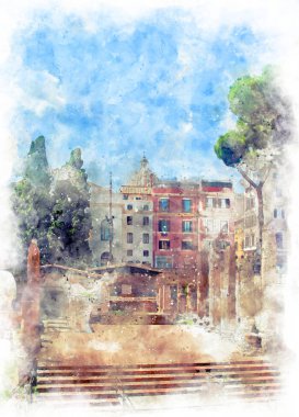 Arkeolojik alanın fotoğrafı Julius Caesar 'ın öldürüldüğü yere yakın.