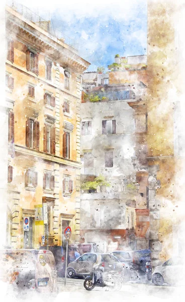 Узкие улочки старого города в центре Рима — стоковое фото