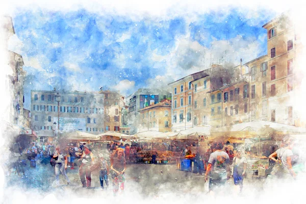 Taze gıda pazarı Campo de 'Fiori