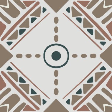 Sütun renklerinde etnik motifli el çizimi basit desen ögesi