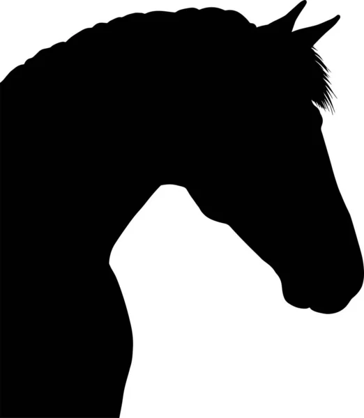 Desenhar a silhueta preta de uma cabeça de cavalo — Vetor de Stock