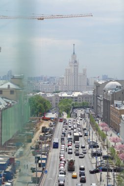 Moskova, Rusya - 15 Mayıs 2018: Hava çatı görünümü Moskova tarihi merkezindeki bakış açısından.