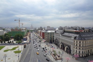 Moskova, Rusya - 15 Mayıs 2018: Hava çatı görünümü Moskova tarihi merkezindeki bakış açısından.