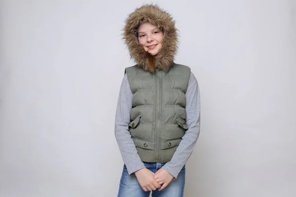 Beau Studio Portrait Européen Caucasien Adolescent Fille — Photo