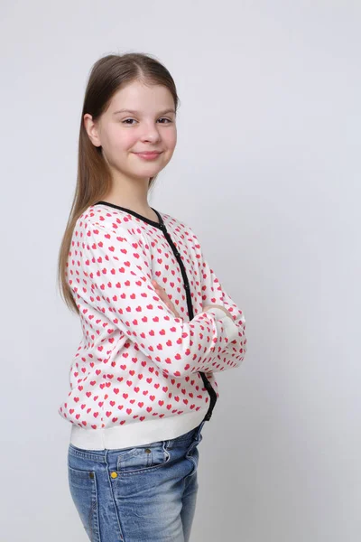 Gyönyörű Stúdió Európai Kaukázusi Tini Lány Portréja — Stock Fotó
