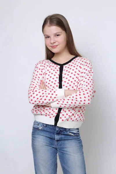 Beau Studio Portrait Européen Caucasien Adolescent Fille — Photo