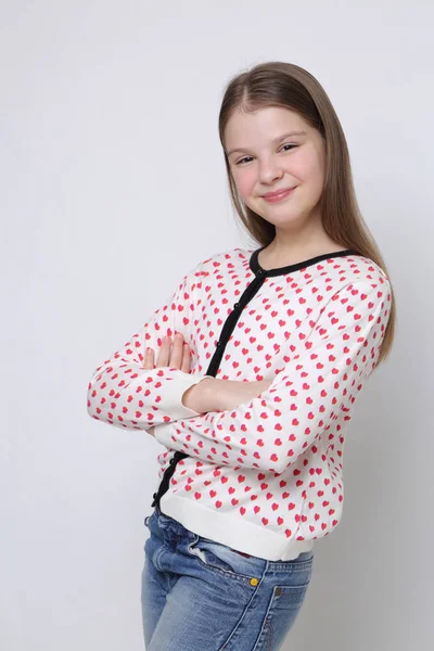 Belo Retrato Estúdio Menina Adolescente Caucasiana Europeia — Fotografia de Stock