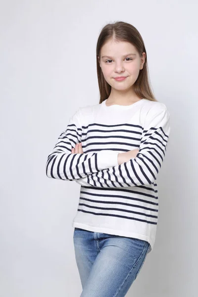 Mooie Studio Portret Van Europese Kaukasische Tiener Meisje — Stockfoto