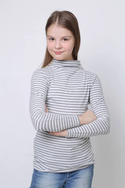 Bir Model Olarak Genç Kız Portresi Stüdyo — Stok fotoğraf