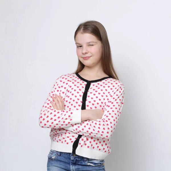 Härliga Porträtt Europeiska Kaukasiska Tonåring Flicka — Stockfoto