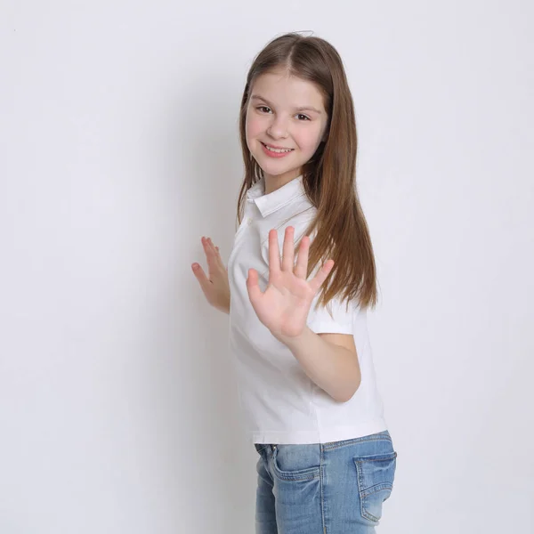 Estudio Retrato Europeo Caucásico Adolescente Gir —  Fotos de Stock