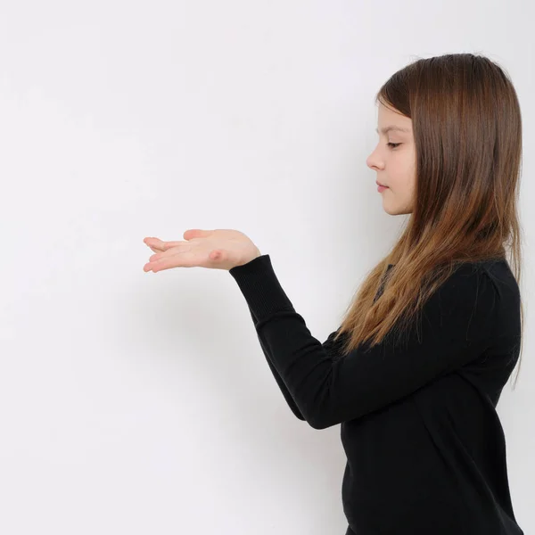 Studio Foto Van Mooie Emotionele Kaukasische Tiener Meisje — Stockfoto