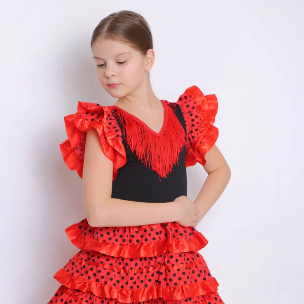 Studio Image European Teen Girl Flamenco Spanish Dancer — Stock Photo, Image