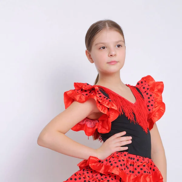 Imagem Estúdio Menina Adolescente Europeia Como Uma Dançarina Flamenco Espanhol — Fotografia de Stock