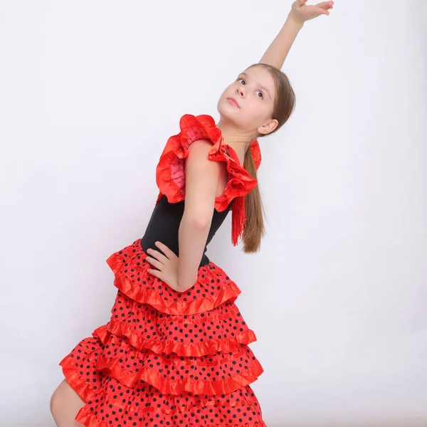 Studio Image Evropská Dospívající Dívka Jako Tanečník Flamenca Španělština — Stock fotografie